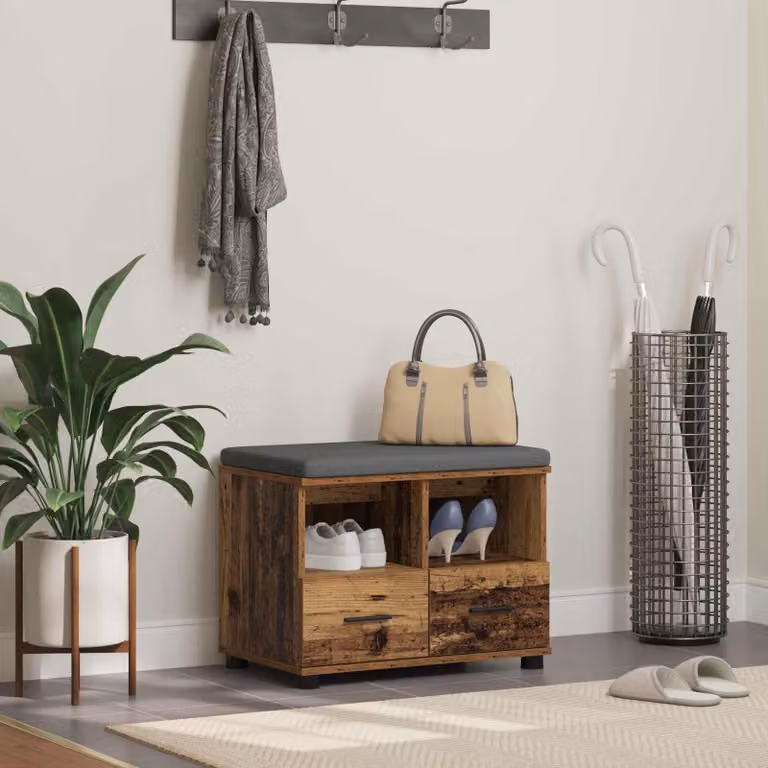 Panca porta scarpe moderna vidaXL in legno e tessuto, L/P/H: 60 x 38 x 46 cm, disponibile in marrone o grigio