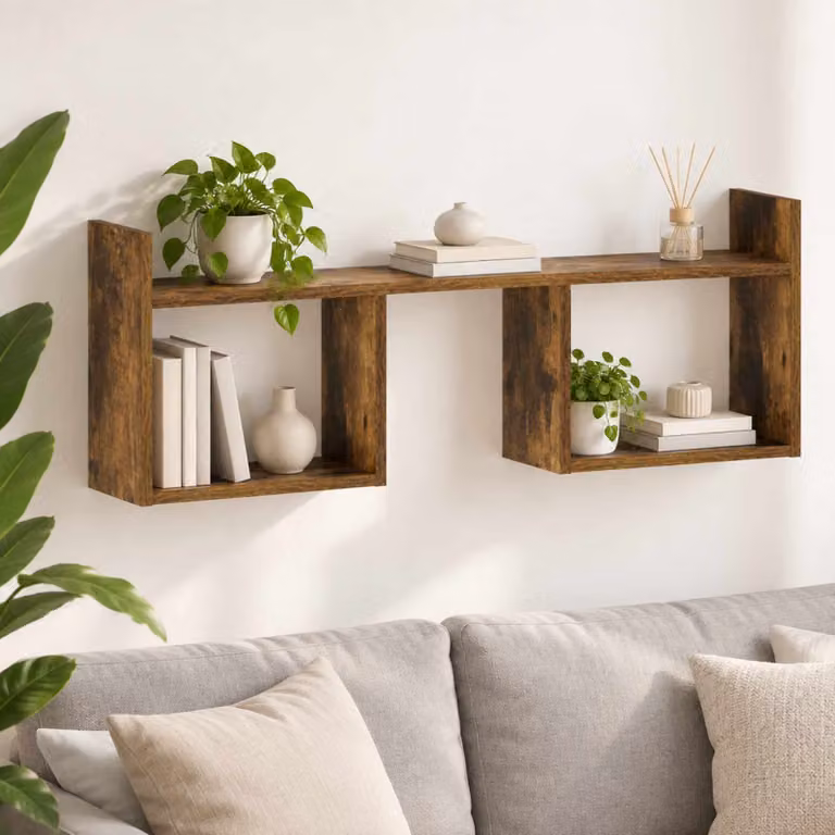 Scaffale da parete moderno vidaXL in legno Rovere Fumo, L 90 x P 32 x H 17 cm