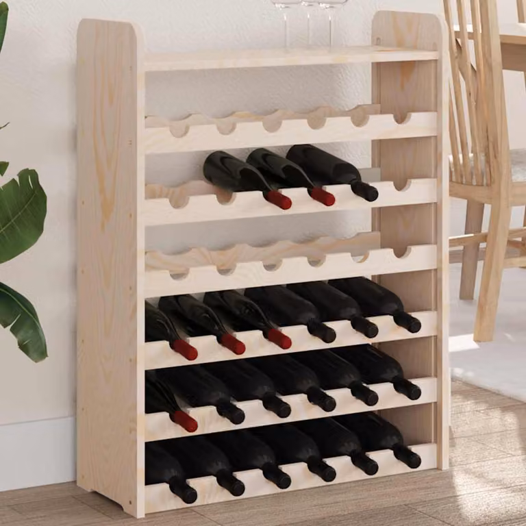 vidaXL Portavini in Legno di Pino Massello Rustico, Colore Marrone/Beige, L: 67,5 cm, P: 25,0 cm, H: 87,0 cm