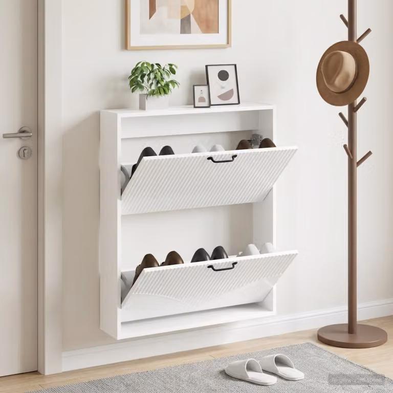Mobiletto per scarpe da muro moderno vidaXL HOORN con scomparti basculanti, L: 71 cm, P: 17 cm, H: 86 cm