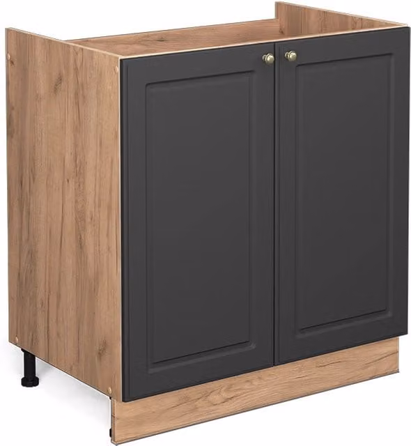 Mobile lavello cucina Fame-Line Vicco Antracite e Rovere dorato, L: 80 cm