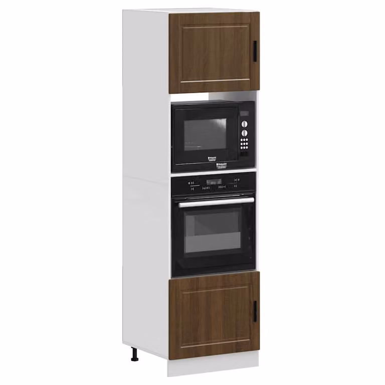 Set di 2 armadi per elettrodomestici vidaXL in legno marrone opaco con ante a battente