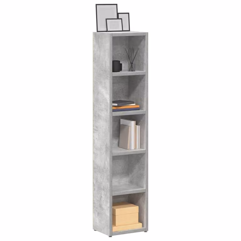 Set di 2 Scaffali porta CD vidaXL in MDF Grigio Cemento, Design Moderno con Pannello Posteriore, L/P/H: 21 x 16 x 93,5 cm