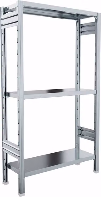 Scaffale metallico da magazzino Castellani Shop, colore argento, L: 100 cm, P: 80 cm, H: 150 cm