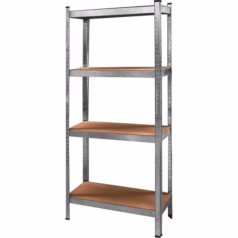 Scaffale in metallo e MDF VESTIAMO CASA con 4 ripiani, colore argento, stile industrial, H 173 cm x L 75 cm x P 30 cm
