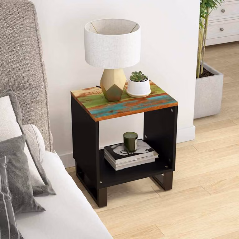 Tavolino da soggiorno vidaXL in legno massello multicolore L: 40 cm, P: 31 cm, H: 46 cm