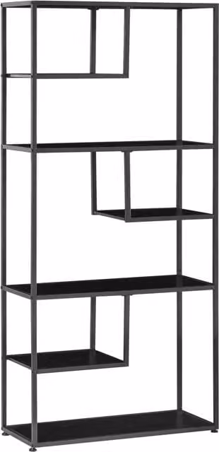 Libreria Mobile HOMCOM a 7 Livelli in Stile Industriale in Acciaio e Truciolato, Nero, L 83 cm x P 34 cm x H 180 cm