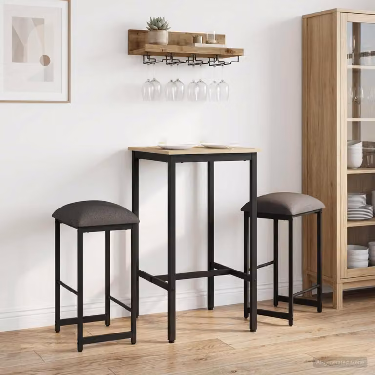 Set di 2 sgabelli da bar vidaXL moderni in tessuto grigio, L: 40 cm, P: 32 cm, H: 74 cm
