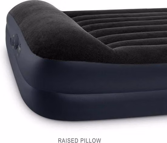Letto Gonfiabile Intex per 2 Adulti con Pompa Integrata, Grigio e Nero, L/P/H: 152 x 203 x 42 cm