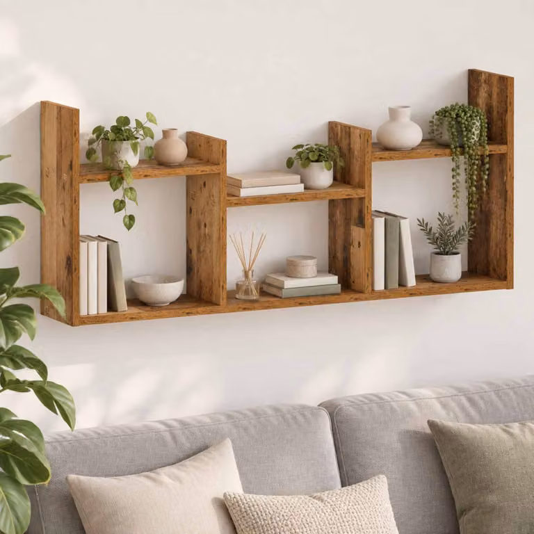 Scaffale da parete vidaXL in legno antico marrone L: 97.5 cm, P: 40 cm, H: 17 cm