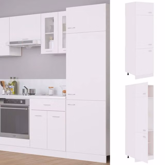 Mobile per frigo vidaXL Bianco con ante a battente e ripiani interni L: 60 cm, P: 57 cm, H: 207 cm