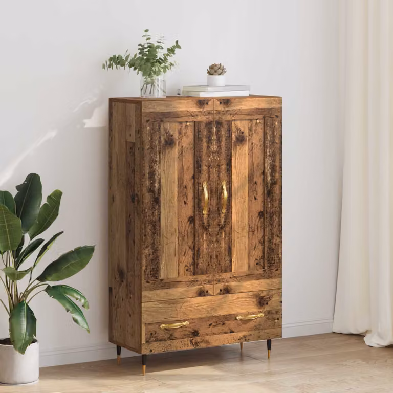 Credenza moderna vidaXL in legno e metallo color marrone L: 69,5 cm, P: 31 cm, H: 115 cm