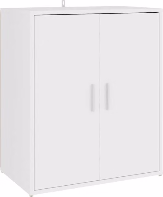 Scarpiera moderna a muro in MDF bianco opaco con ante a battente per ingresso, corridoio o soggiorno L: 60 cm, P: 35 cm, H: 70 cm