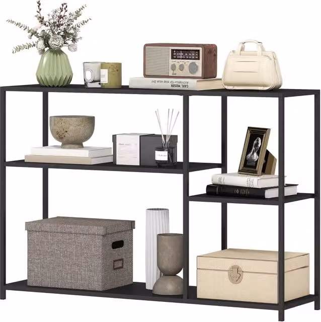 Tavolo consolle REDOM in metallo nero opaco L: 110 cm, P: 30 cm, H: 75 cm