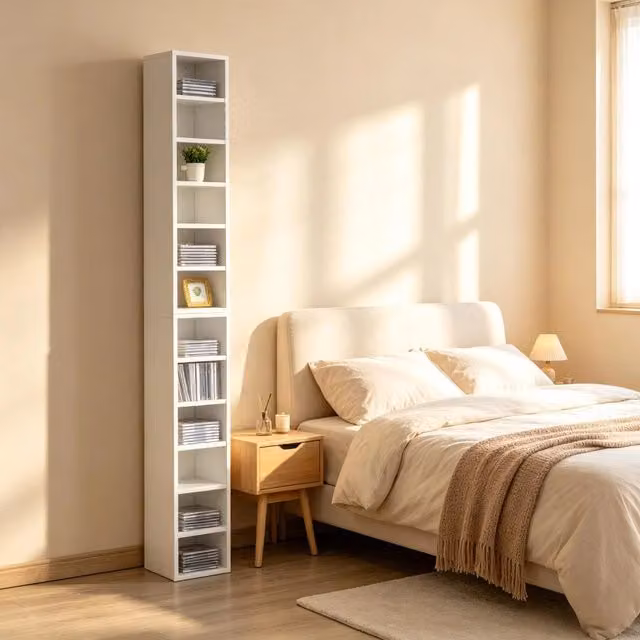 Libreria porta CD WISHDOR bianca con 12 scomparti per 160 CD in MDF con finitura opaca