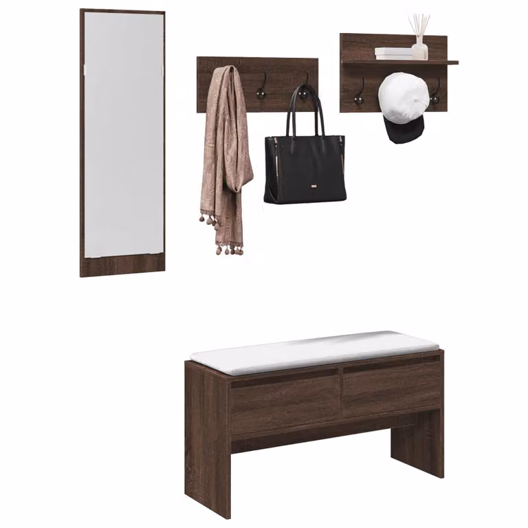 Set Mobili da Ingresso Moderno vidaXL 4 Pezzi in Legno e Metallo Marrone