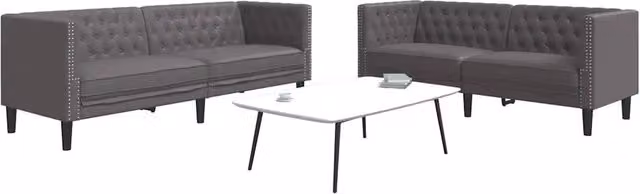 vidaXL Set Divani Chesterfield 2pz Grigio in Similpelle