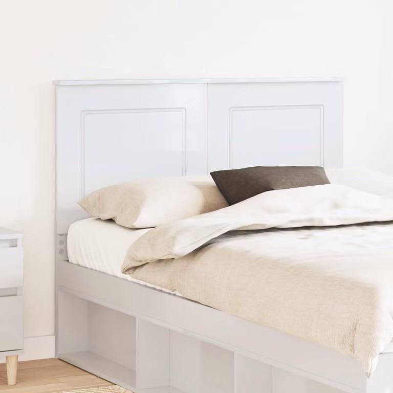 Testiera per letto vidaXL in legno ingegnerizzato bianco lucido, L: 100 cm, H: 138 cm, P: 7 cm