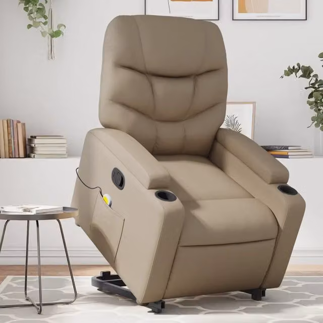 Poltrona Alzapersone Reclinabile con Assistenza Elettrica vidaXL in Similpelle Beige