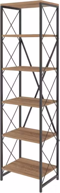 Libreria moderna in legno Hanah Home, Marrone e Nero, L: 50 cm, P: 30 cm, H: 180 cm