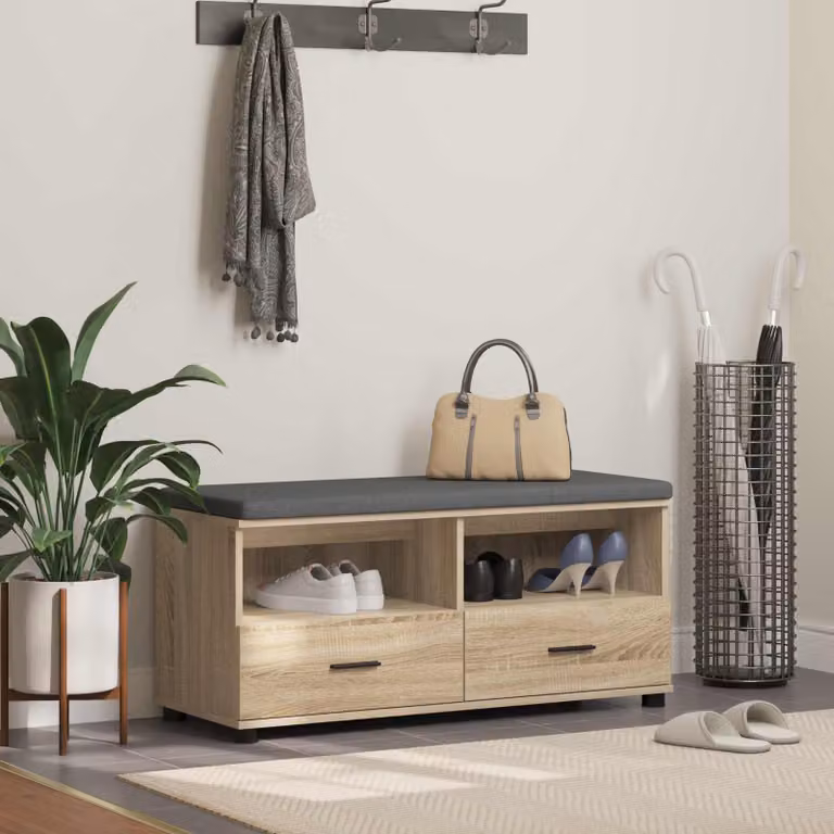 Panca porta scarpe vidaXL moderna per ingresso, marrone e grigio, L 100 x P 38 x H 46 cm