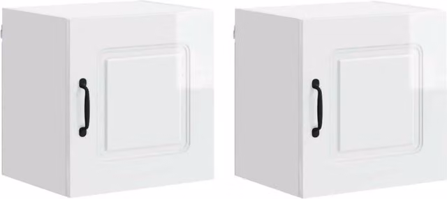 Set di 2 pensili da cucina moderni HELLOSHOP26 in legno composito bianco lucido L/P/H: 40 x 31 x 40 cm