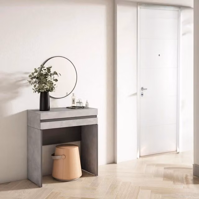 Tavolo da toeletta moderno SKRAUT HOME con cassetto, grigio, L: 70 cm, P: 35 cm, H: 75 cm