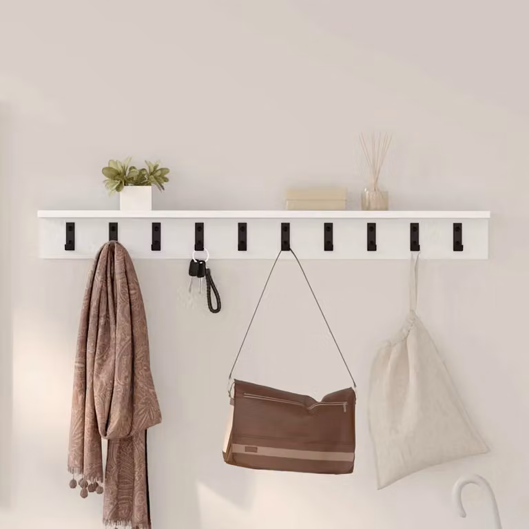 vidaXL Appendiabiti a muro moderno in MDF bianco L 100 cm x P 10,5 cm x H 10,5 cm