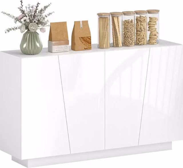 Mobiletto Multiuso HOMCOM Bianco con 5 Livelli e Ripiani Regolabili, L: 150 cm, P: 40 cm, H: 88 cm