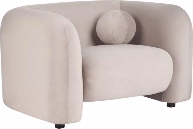 Poltrona Beliani in velluto beige stile glamour con struttura in legno e braccioli per soggiorno