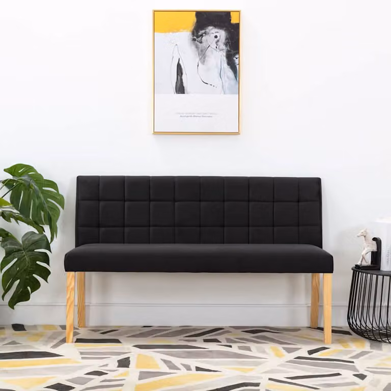 Panca vidaXL in velluto nero per soggiorno e ingresso, L: 140 cm