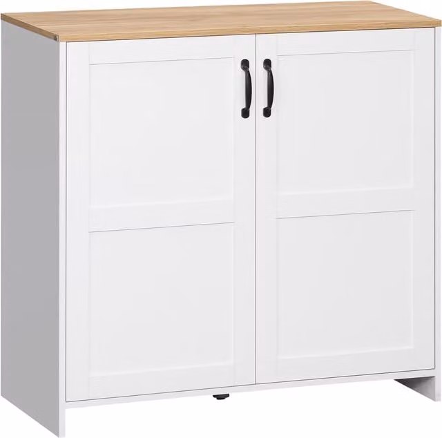 Mobile portaoggetti buffet HOMCOM bianco con 2 ante e 2 ripiani regolabili L/P/H: 90 x 39,5 x 88 cm