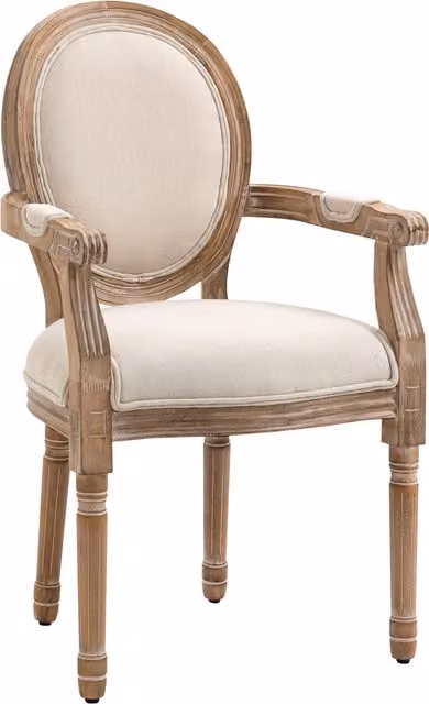 Sedia da salotto HOMCOM in stile classico imbottita con rivestimento in tessuto, Bianco Crema, L: 56 cm, P: 54 cm, H: 96 cm