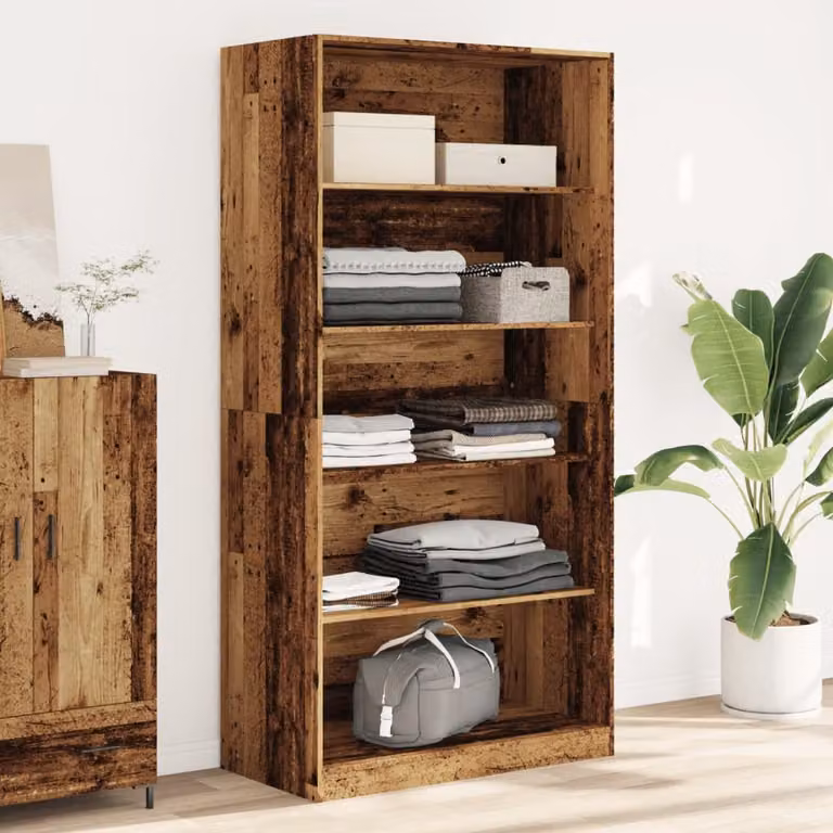 Armadio vidaXL in legno marrone con ripiani interni e ante con scaffale aperto L/P/H: 100 x 50 x 200 cm