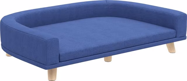 Divano per cani grande PawHut in legno e tessuto blu con cuscino lavabile L: 98 cm, P: 67 cm, H: 25 cm