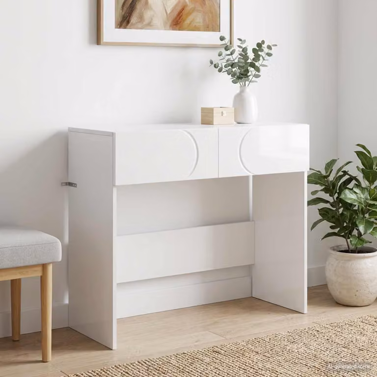 Consolle moderna vidaXL in legno multistrato bianco lucido L 96,5 x P 38 x H 75 cm