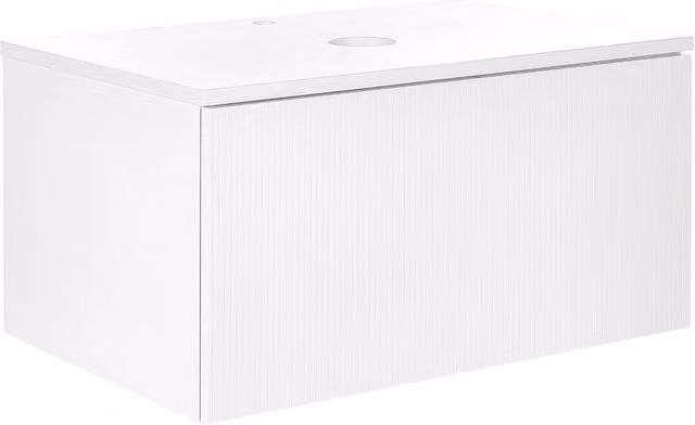 Mobile da bagno a parete BELIANI bianco con cassetto e ante soft close, design moderno con frontale scanalato, L: 80 cm, P: 52 cm, H: 40 cm