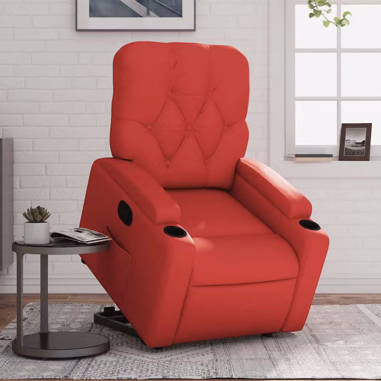vidaXL Poltrona Alzapersona Reclinabile in Similpelle Rossa con Assistenza Elettrica per Senior