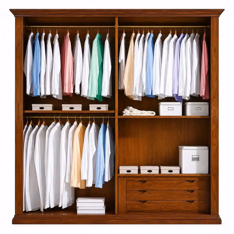 Armadio con 2 porte scorrevoli in legno stile arte povera Mobili 2G colore noce L: 275 cm, P: 66 cm, H: 254 cm