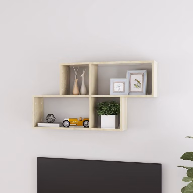 Scaffale a parete moderno vidaXL in legno MDF color rovere, L 100 cm x P 18 cm x H 53 cm