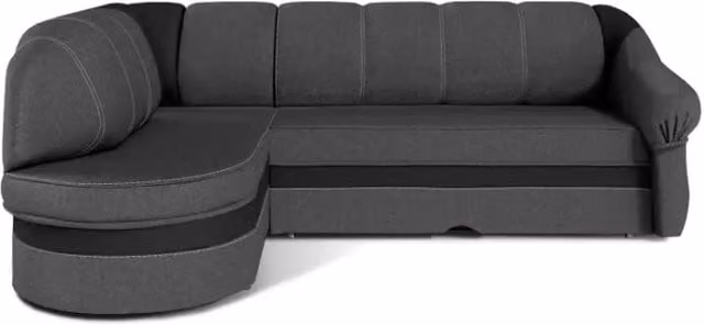 Divano ad angolo sinistro convertibile BENANA MEUBLORAMA grigio e nero con baule e funzione letto L/P/H: 250 x 180 x 85 cm