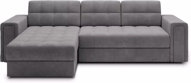 Divano angolare trasformabile KAPITARA MEUBLORAMA grigio, modello reversibile con funzione letto e vano contenitore, struttura in legno massiccio, L/P/H: 260 x 150 x 82 cm