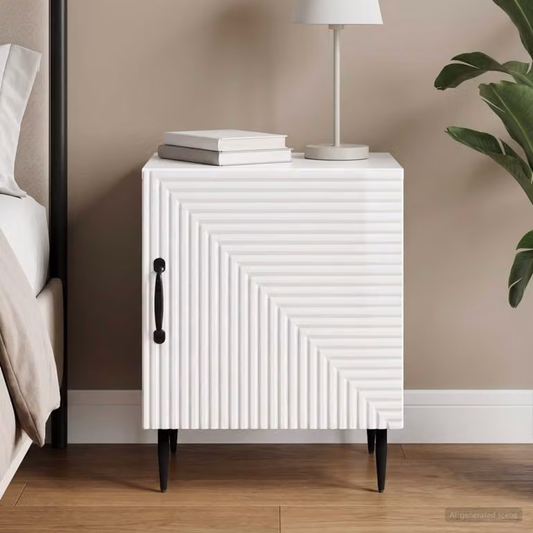 vidaXL Armadio da Notte Moderno Bianco Lucido L: 43 cm, P: 34,5 cm, H: 50 cm