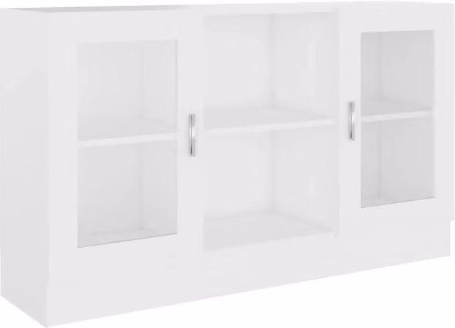 Vetrina moderna HELLOSHOP26 bianca con ante in vetro e ripiani interni, sospesa, L: 120 cm, P: 30,5 cm, H: 70 cm