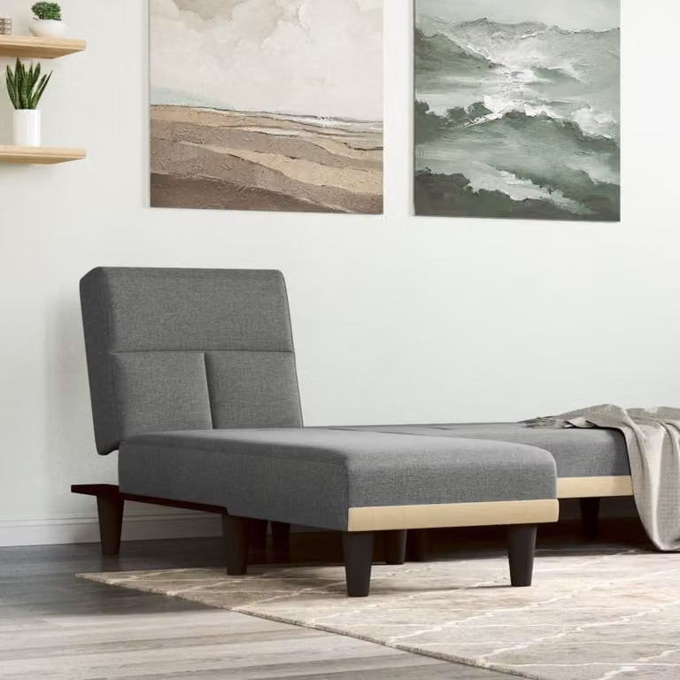 vidaXL Chaise Longue Moderna in Tessuto Grigio con Funzione Letto e Forma a L, L/P/H: 140 x 190 cm