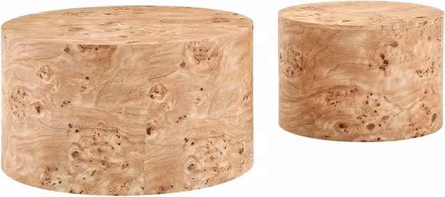 Set di tavolini da salotto rotondi impilabili Chicfurn in MDF effetto legno marrone con vano contenitore e coperchio rimovibile L/P/H: 62.8 x 62.8 x 35.0 cm