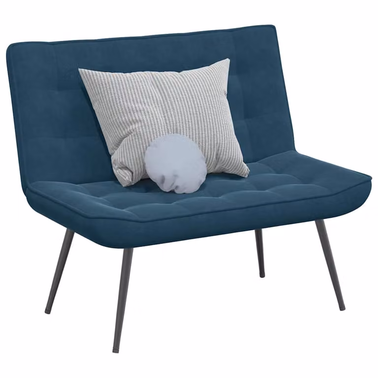 Panca moderna vidaXL in velluto blu con struttura in metallo L: 110 cm, P: 74 cm, H: 84 cm