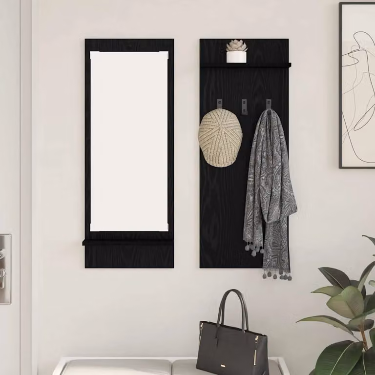 vidaXL Appendiabiti a muro moderno in legno MDF Nero L: 70 cm, P: 10 cm, H: 90 cm