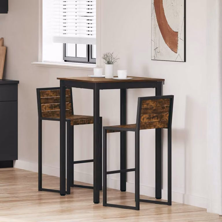 vidaXL Tavolo Bar Quadrato Moderno in Legno Ingegnerizzato e Metallo, L/P/H: 70 x 70 x 105 cm