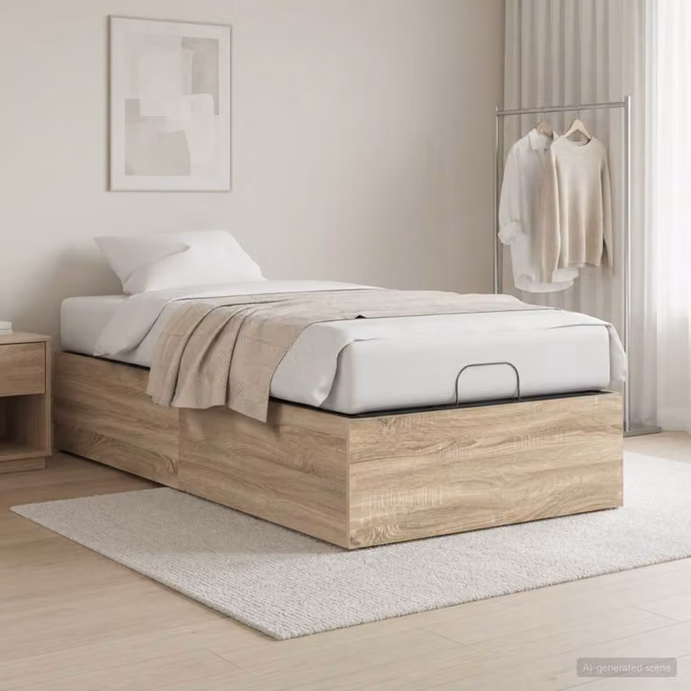 vidaXL Giroletto per rete letto motorizzato in Rovere e Metallo, L 90 cm x P 200 cm